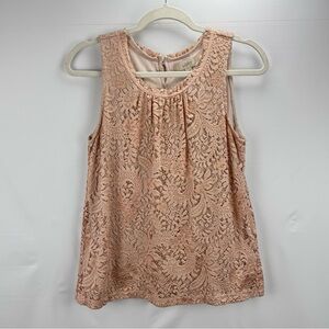 LOFT Lace Sleeveless Shell Top in Blush
